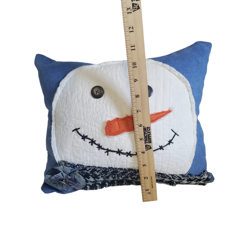 NEW Homemade Snowman Decorative Pillow Set - Blue and White
